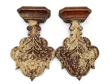 Pair of Thai Gilt Wood Wall Sconces