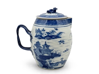 Chinese Canton Porcelain Lidded Cider Mug