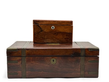 19th C. Writing Desk and Tea Caddy