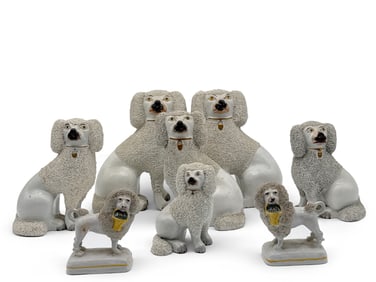 Grouping of English Staffordshire Poodle Figures
