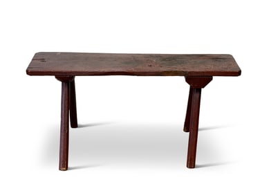 Red Painted Butcher's Bench