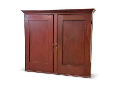 Red Painted Pine Two-Door Cupboard