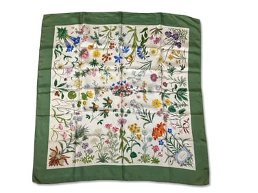 Gucci Botanical Print Silk Scarf