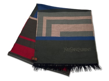 Yves Saint Laurent Wool Geometric Scarf