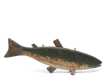 Large Carved and Painted Wood Folk Art Trout