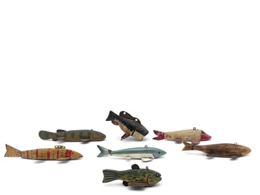 Seven Carved and Painted Fish Decoys