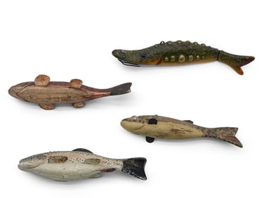 Four Carved and Painted Fish Decoys
