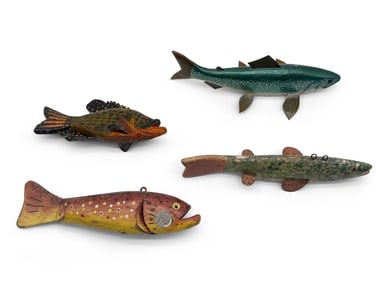 Four Carved and Painted Fish Decoys