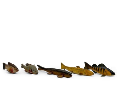 Six Carved and Painted Fish Decoys