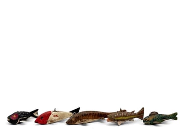 Five Carved and Painted Fish Decoys
