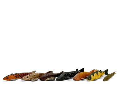 Seven Carved and Painted Fish Decoys