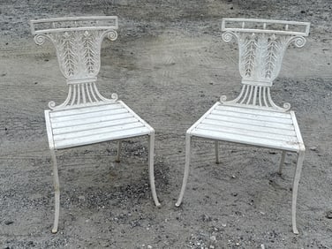 Pair of Regency-style Cast Iron Garden Chairs