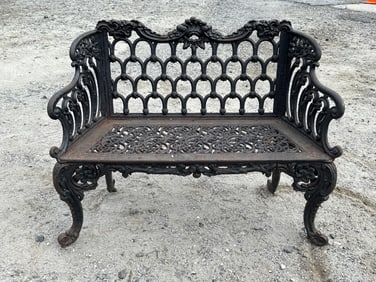 Rococo Revival Cast Iron Garden Bench