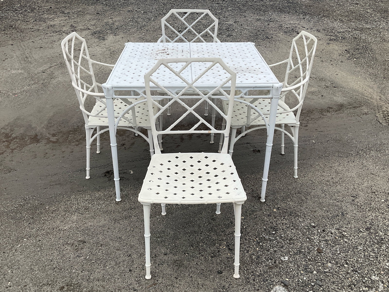 Faux-Bamboo Cast Aluminum Patio Dining Set (1 of 3)