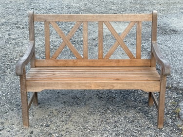 Cross-Back Teak Patio Bench
