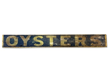 Paint-Decorated Wood Sign: Oysters