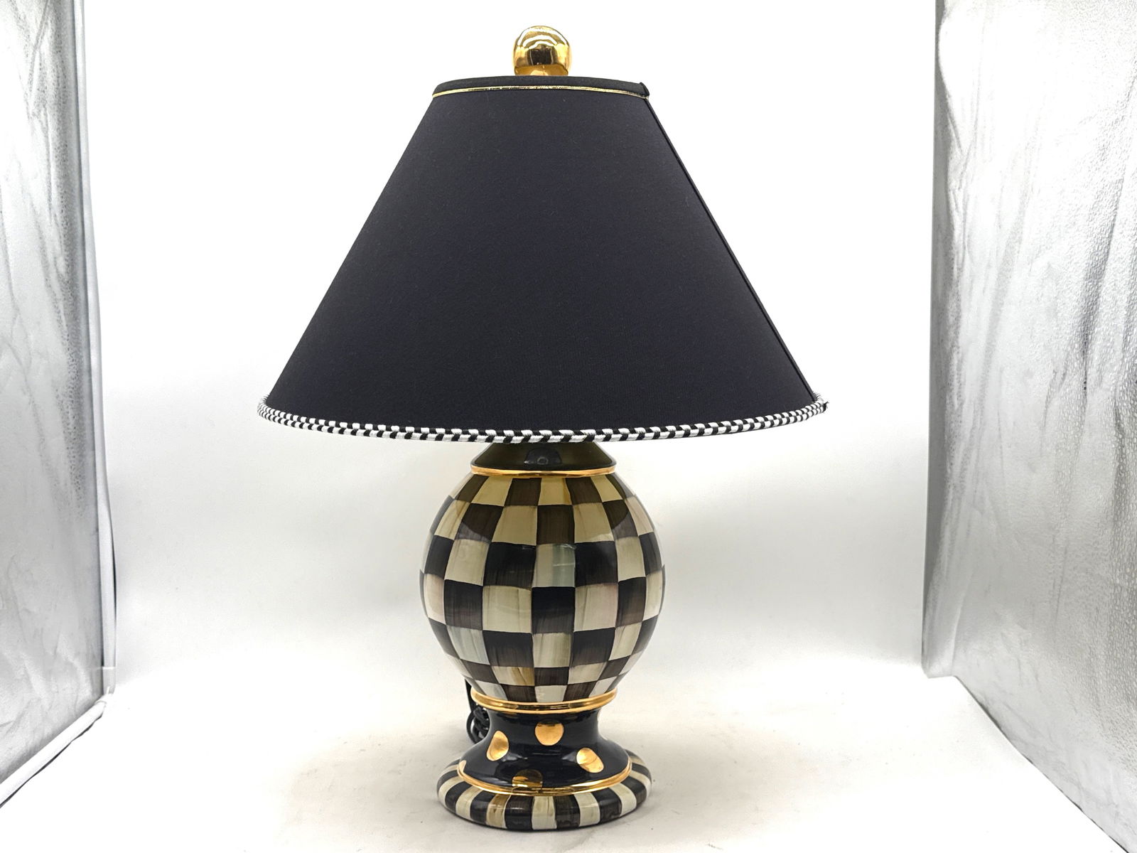 MacKenzie-Childs Courtly Check Ceramic Globe Lamp (1 of 4)