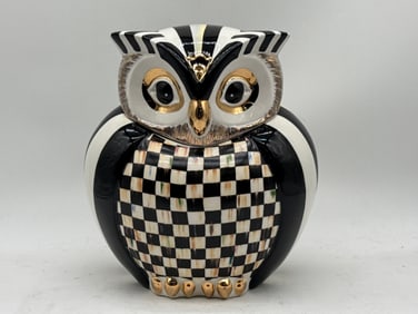 MacKenzie-Childs Courtly Check Owl Cookie Jar