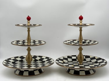 Two MacKenzie-Childs Courtly Check Tiered Stands