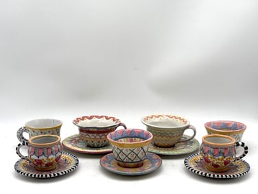 Grouping of MacKenzie-Childs Cups and Saucers