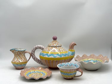 MacKenzie-Childs Summer Frock Ceramic Tea Set