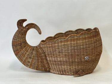 MacKenzie-Childs Whale Wicker Storage Basket