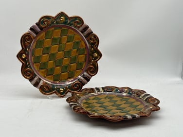 Two Rare Mackenzie-Childs Trapeze Plates