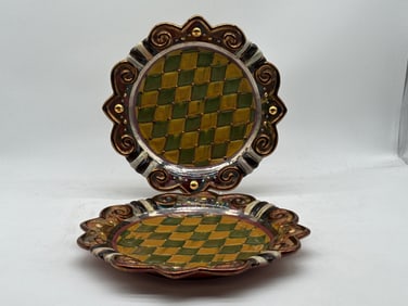 Two MacKenzie-Childs Courtly Check Plates