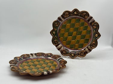 Two MacKenzie-Childs Courtly Check Plates