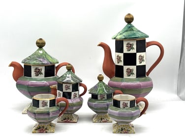 Six-piece MacKenzie-Childs Torquay Tea Set