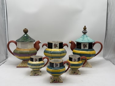 Six-piece MacKenzie-Childs Torquay Tea Set