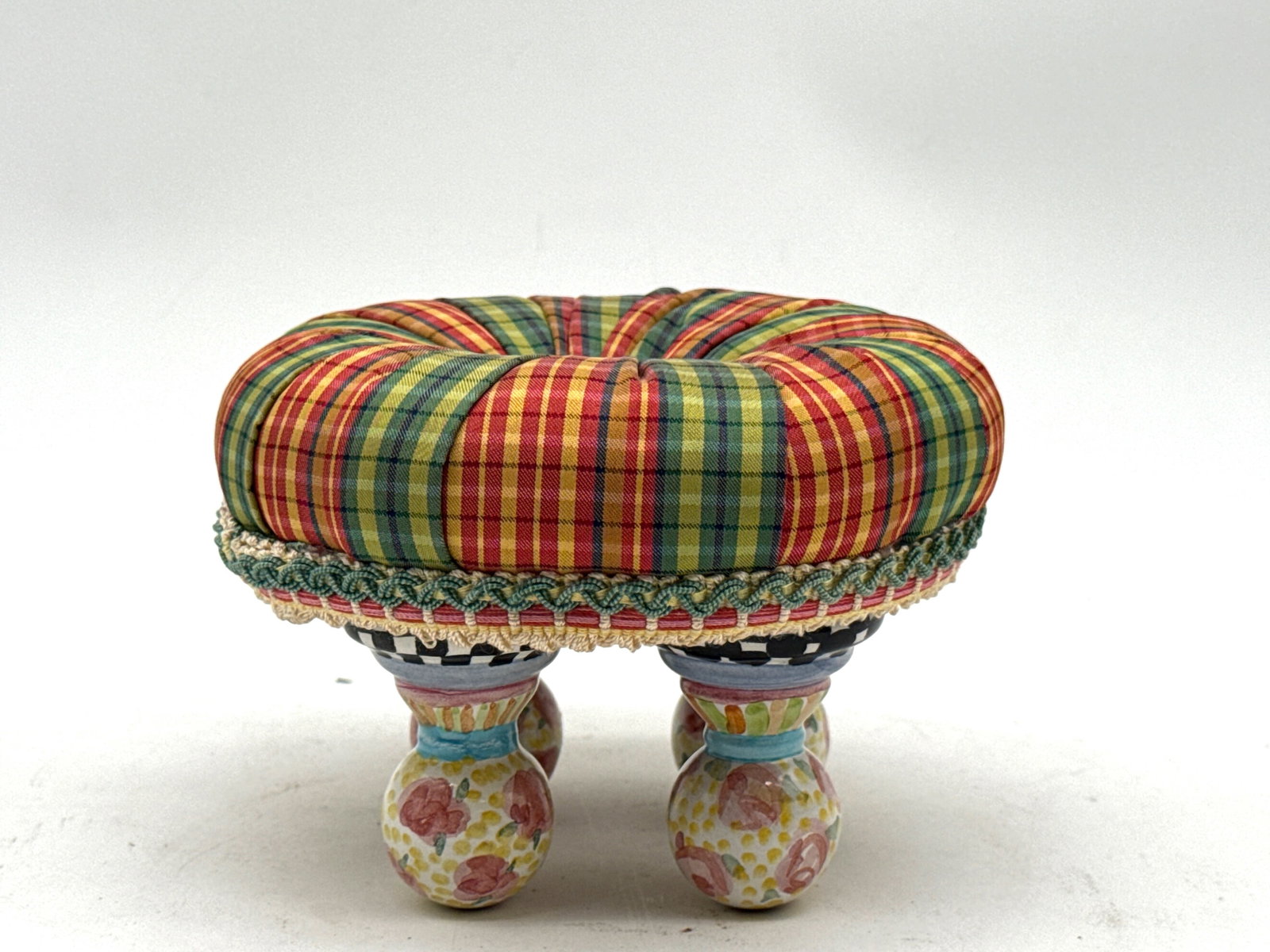 MacKenzie-Childs Plaid Miniature Tuffet (1 of 4)