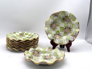 Nine MacKenzie-Childs Sweat Pea Honeymoon Plates