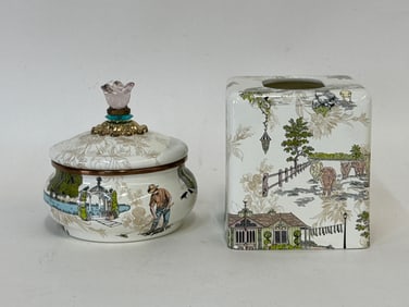 MacKenzie-Childs Aurora Tissue Box Cover and Canister