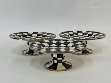 Three MacKenzie-Childs Courtly Check Pedestal Stands