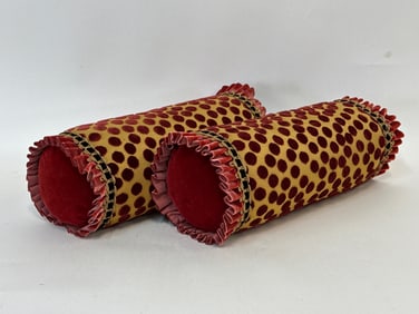 Pair of Velvet Dot Bolster Pillows