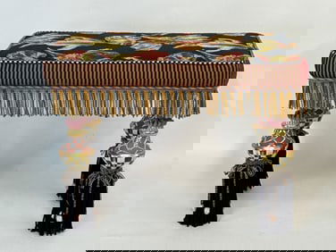 MacKenzie-Childs Fringe-Upholstered Tassel Bench