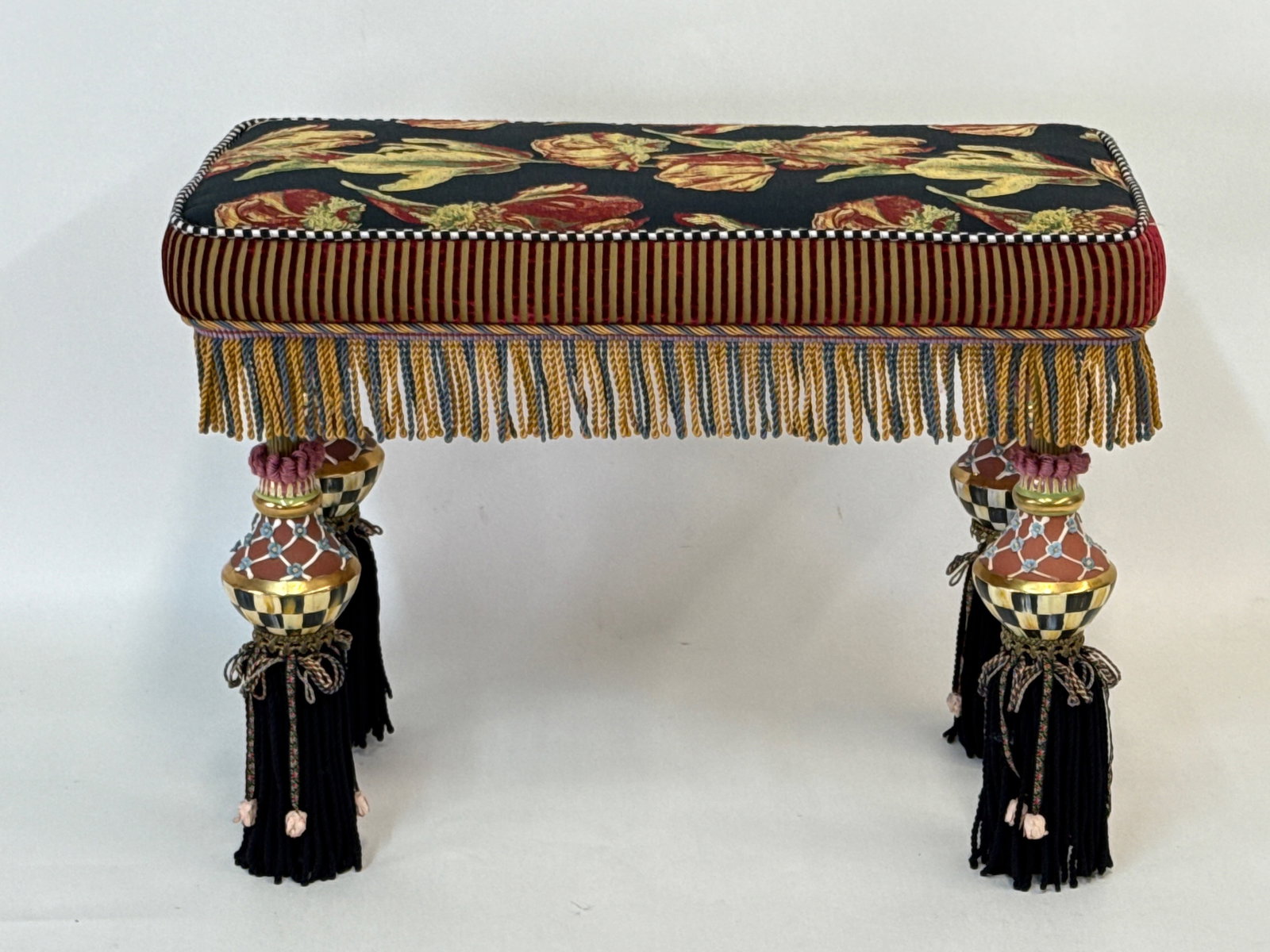 MacKenzie-Childs Fringe-Upholstered Tassel Bench (1 of 8)