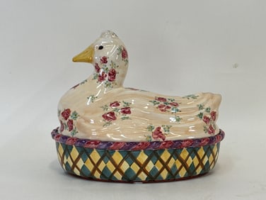 MacKenzie-Childs Ceramic "Simon" Goose-form Covered Casserole