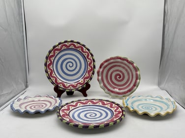 Five MacKenzie-Childs Ceramic Lollipop Dishes