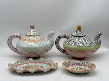 MacKenzie-Childs Ceramic Teapots and Dishes