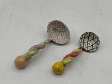 Two MacKenzie-Childs Ceramic Twisted Spoons