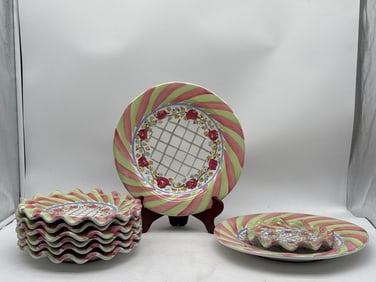 Nine Pieces of MacKenzie-Childs Glen Park Ceramics