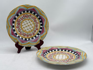 Two MacKenzie-Childs Hitchcock Fields Ceramic Plates