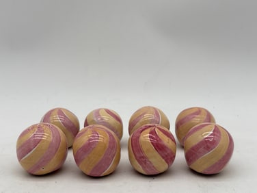 Eight MacKenzie-Childs Painted Ceramic Drawer Pulls