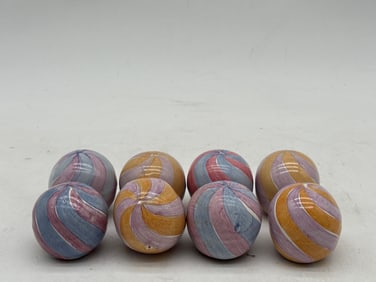 Eight MacKenzie-Childs Painted Ceramic Drawer Pulls