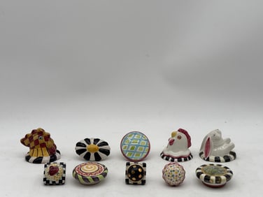 Ten MacKenzie-Childs Ceramic Figural Door Pulls