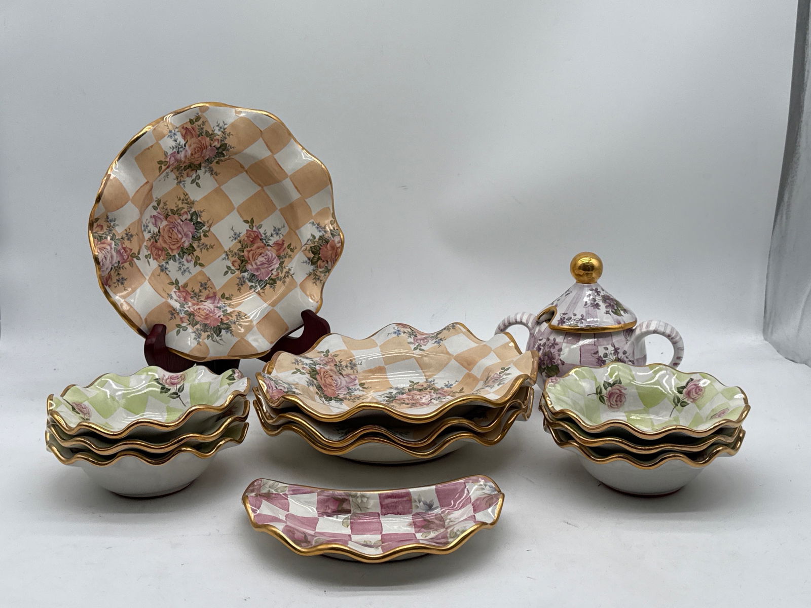 Assembled Grouping of MacKenzie-Childs Check Ceramics (1 of 10)