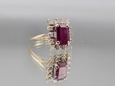 14K Ring with Ruby and Diamonds