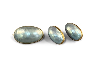 14K Mabe Blister Pearl Jewelry Suite